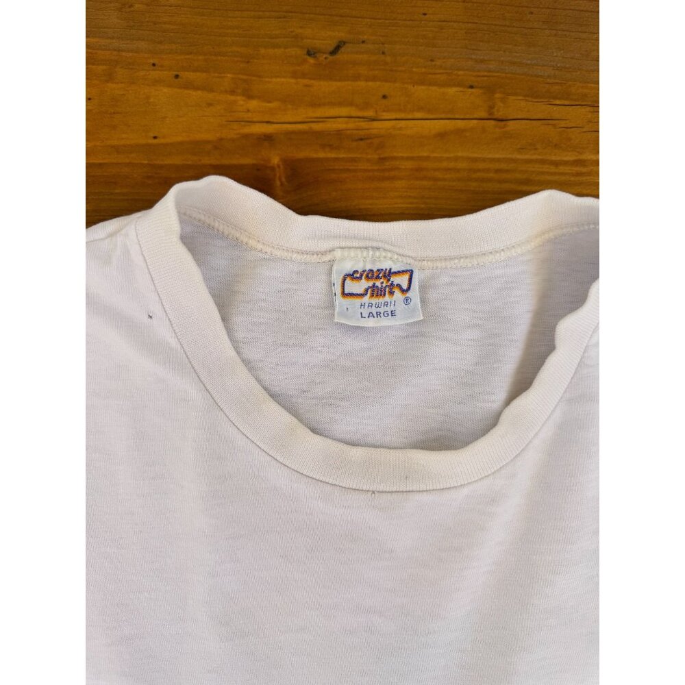 Vintage Crazy Shirts Maui White T-Shirt Large Hawaii Graphic Design Cotton Short
